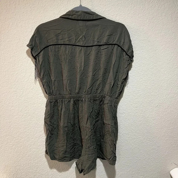 ASOS Olive Green Fringe Romper 8 Women's Western Urban Cowgirl Shorts - Picture 6 of 9